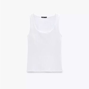 NWT Zara White Sleeveless Scoop Neck Tank Top